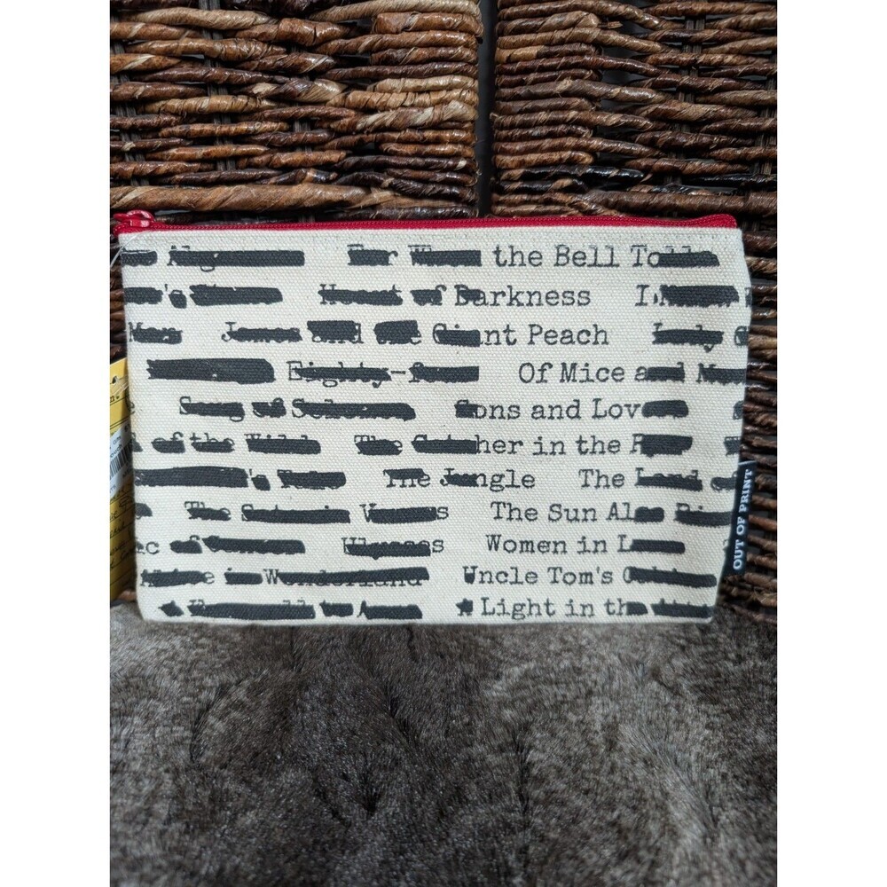 NWT Out Of Print Banned Books Zipper Pouch Cosmetic Bag Women's Canvas Gift NEW - Picture 2 of 6
